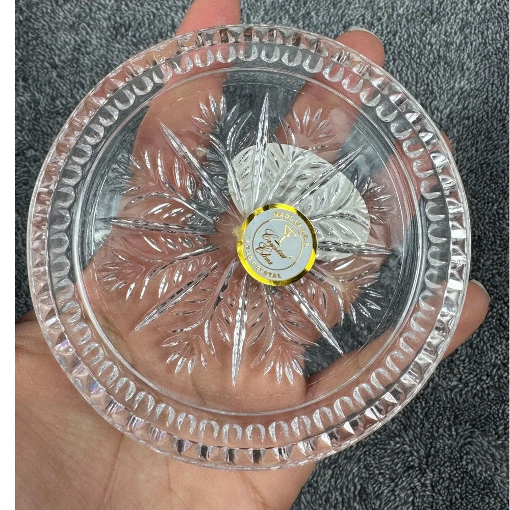 Fifth‎ Avenue Crystal Portico Lead Crystal Coasters Set of 4 Clear Starburst USA